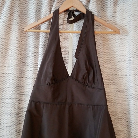 5/$25 J Crew Silk Halter Dress Brown Size 6 PETITE - Picture 2 of 6